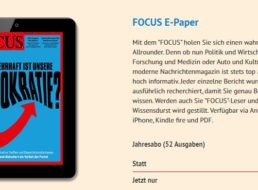 Focus: ePaper im Jahresabo für acht Euro