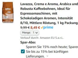 Amazon: “Lavazza Crema e Aroma” im Sparabo für 8,49 Euro