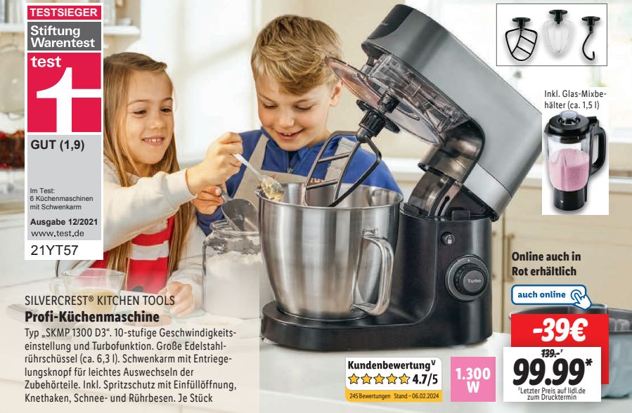 Lidl: Testsieger-Küchenmaschine für 99,99 Euro