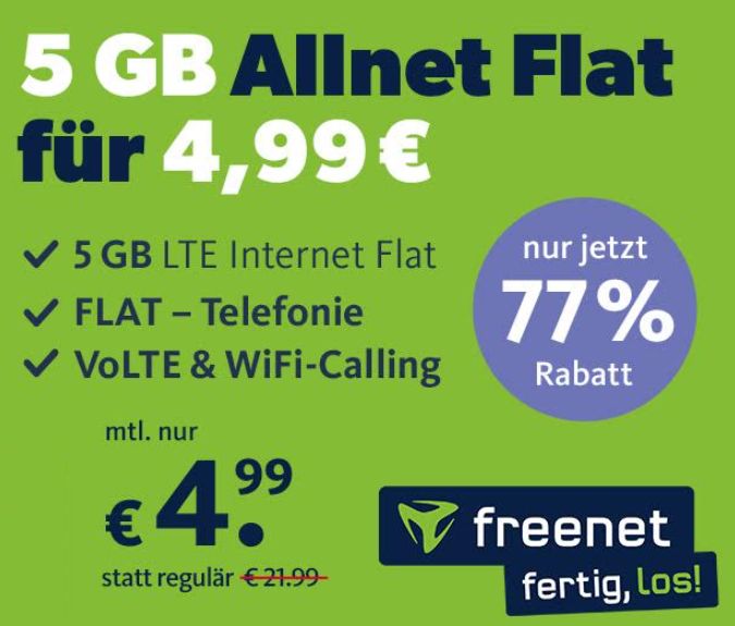Vodafone-Netz: Datenflat mit 5 GByte LTE für 4,99 Euro