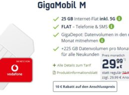 Freenet: “GigaMobil M” mit 250 GByte 5G für 29,99 Euro