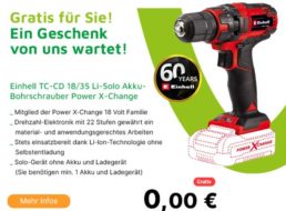 Gratis: Einhell Akku-Bohrschrauber TC-CD 18/35 Li – Solo