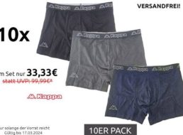 Kappa: Boxershorts im Zehnerpack für 33,33 Euro frei Haus