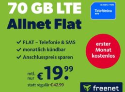 Knaller: Allnet-Flat mit 70 GByte ein Monat gratis durch Startguthaben