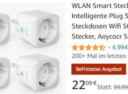 Amazon: Viererpack smarte Steckdosen mit Alexa für 22,09 Euro