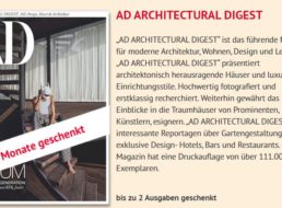 Gratis: Zwei Ausgaben “Architectural Digest” zum Nulltarif frei Haus