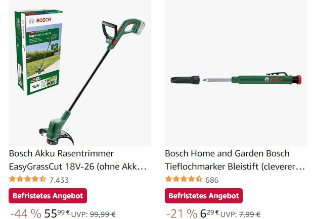 Amazon: Elektrowerkzeuge und Gartengeräte von Bosch