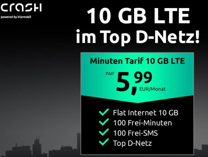 Crash: Vodafone-Flat mit 10 GByte LTE für 5,99 Euro