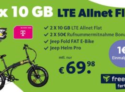 Freenet: E-Bike zum Doppel-Handyvertrag für nur 1 Euro