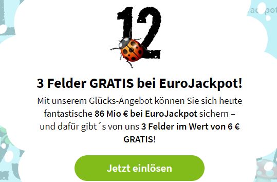 Gratis: 3 Spielfelder beim heutigen Eurojackpot mit 86 Millionen Euro