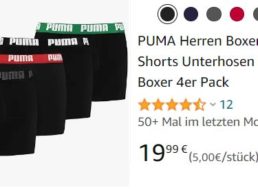 Puma: Boxershorts im Viererpack für 19,99 Euro via Prime