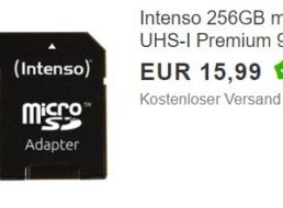 Ebay: “Intenso Micro SDXC Karte” mit 256 GByte für 15,99 Euro