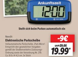 Lidl: Digitale Parkscheibe “Needit Park Mikro” für 19,99 Euro