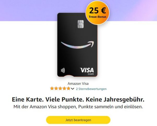 Amazon Visa: Kreditkarte mit Cashback und 10 bis 25 Euro Startbonus ...