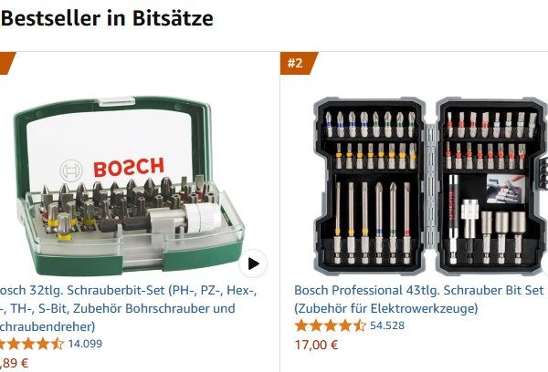 Amazon: Schrauberbit-Set von Bosch für 5,89 Euro