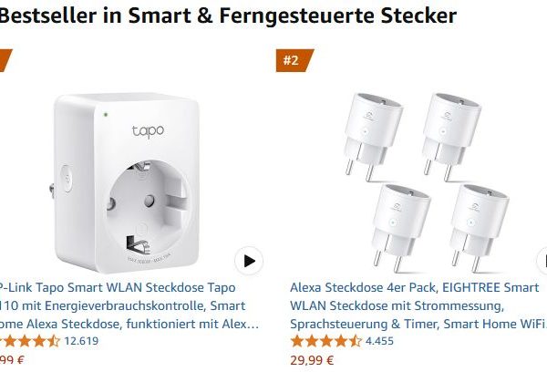 Amazon: Viererpack Alexa-Steckdosen für 29,99 Euro