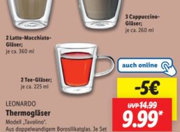 Lidl: Thermogläser von Leonardo mit Rabatt