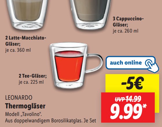 Lidl: Thermogläser von Leonardo mit Rabatt