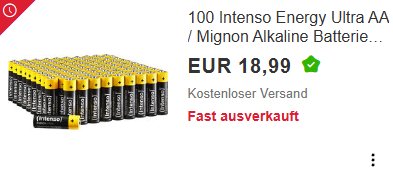 Ebay: AA-Batterien im 100er-Pack für 18,99 Euro