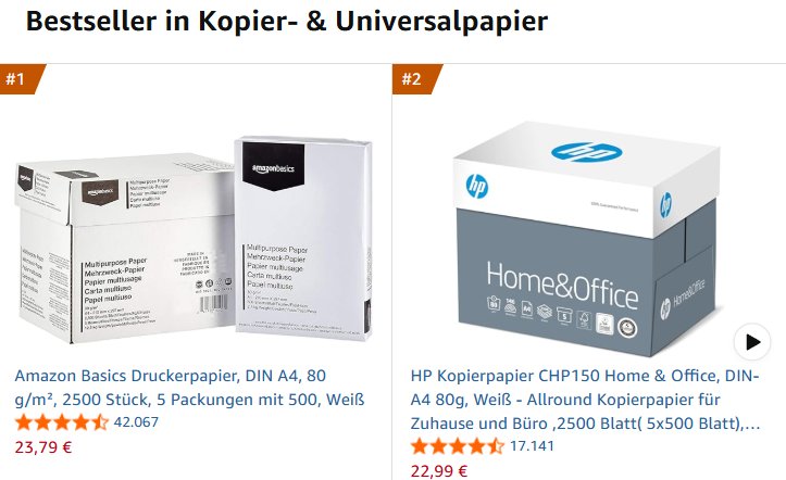 Amazon: HP-Kopierpapier im Fünferpack für 22,99 Euro