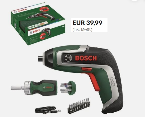 Bosch: Akkuschrauber IXO 7 als B-Ware für 39,99 Euro