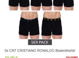 CR7: Boxershorts im 5er-Pack für 19,99 Euro