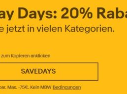 Ebay Days: Technik und mehr mit 20 Prozent Rabatt