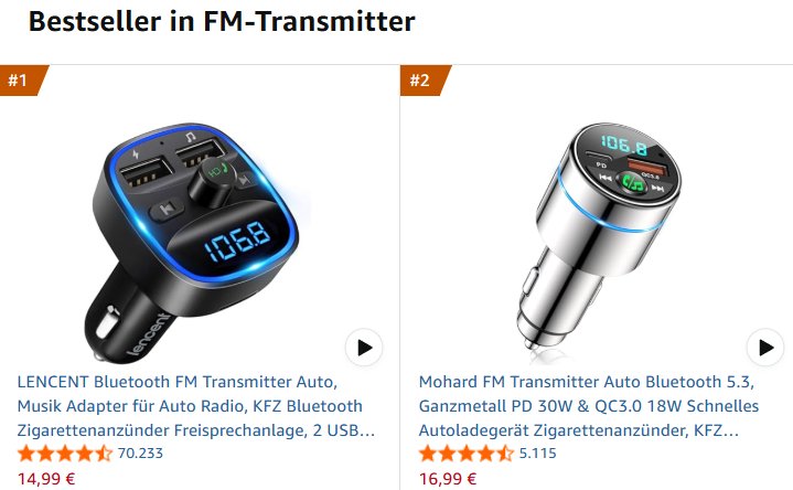 Amazon: KfZ-Bluetooth-Adapter mit Ladefunktion für 14,99 Euro