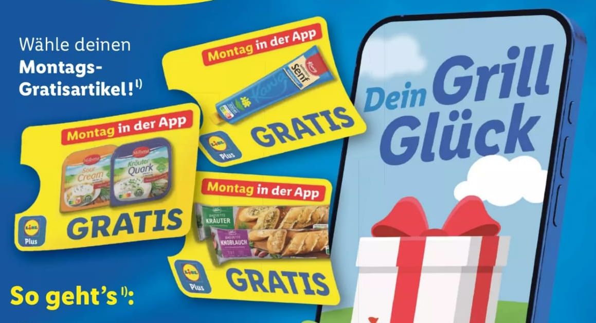 Lidl Plus: "Grill-Coupons" mit Gratis-Artikeln bis Sonntag