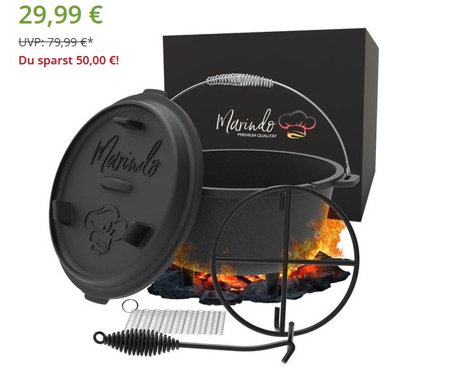 Outlet46: Marindo Feuer-Topf aus Gusseisen für 29,99 Euro