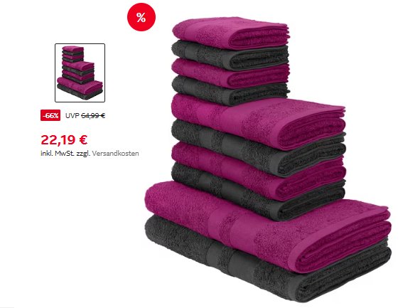 Otto: 10-teiliges Handtuchset für 22,19 Euro