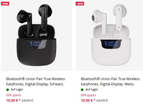 Vivanco: True-Wireless-Kopfhörer mit Ladecase für 10 Euro
