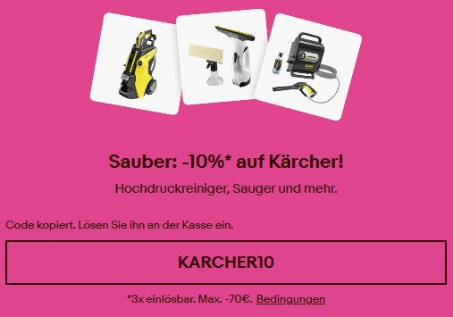 Ebay: 10 Prozent Kärcher-Rabatt