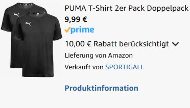 Puma: T-Shirts im Doppelpack für 9,99 Euro