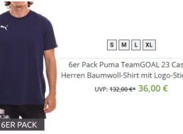 Outlet46: Puma-Shirts im 6er-Pack für 36 Euro frei Haus