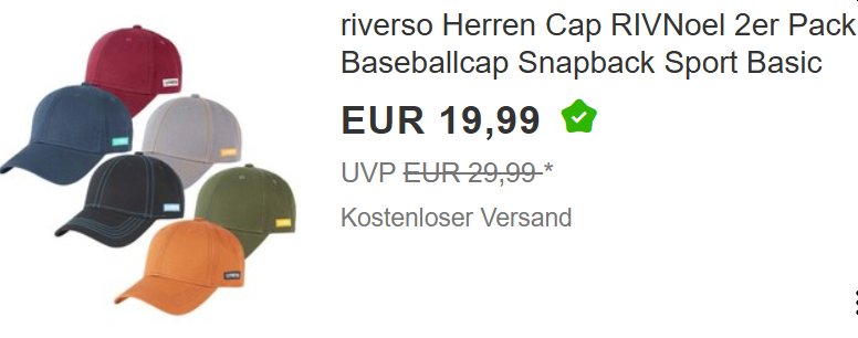 Riverso: Caps im Doppelpack für 19,99 Euro