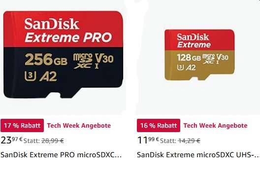 Amazon: Sandisk-Speicherkarten mit Rabatt
