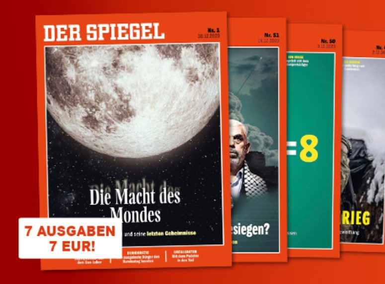 Der Spiegel: 7 Ausgaben für 7 Euro frei Haus