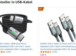 Amazon: USB-C-Kabel mit 2 Meter Länge für 5,65 Euro