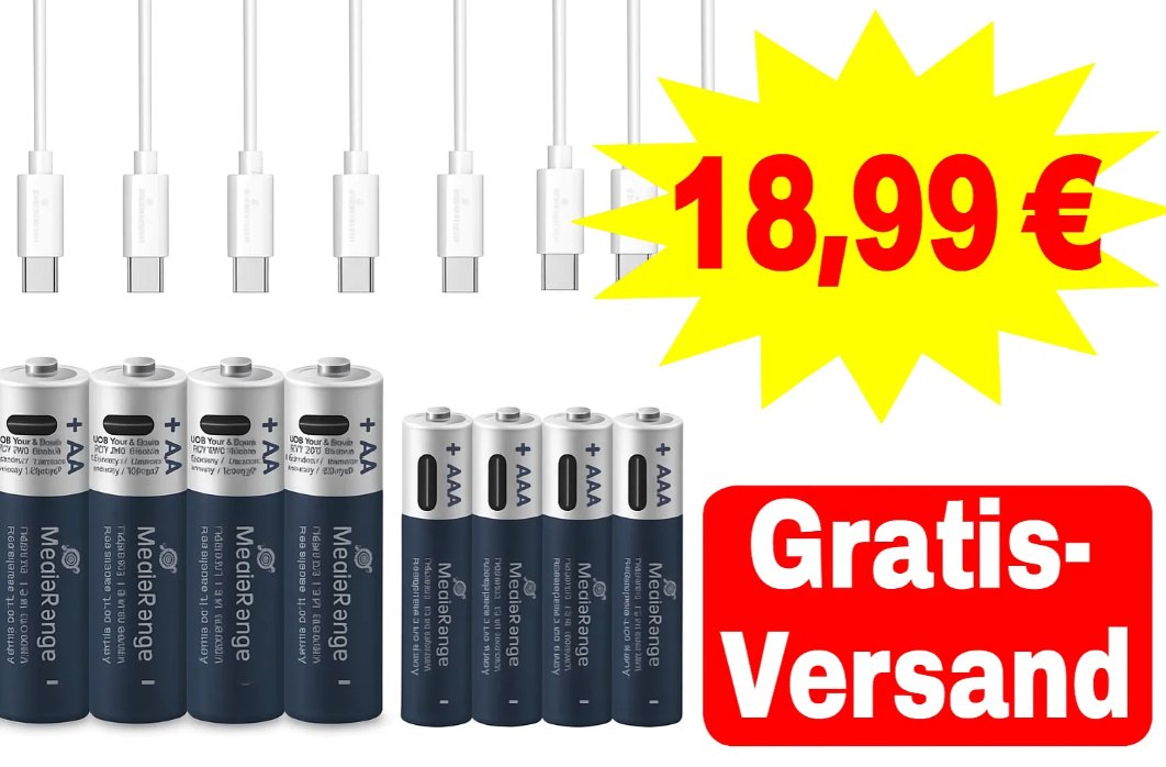 Ebay: 8er-Pack Akkus mit USB-C für 18,99 Euro frei Haus