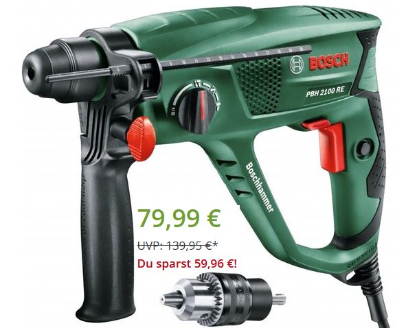 Bosch: Bohrhammer PBH 2100 SRE für 79,99 Euro frei Haus