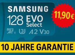 Amazon: Samsung Evo Select mit 10 Jahren Garantie für 11,90 Euro