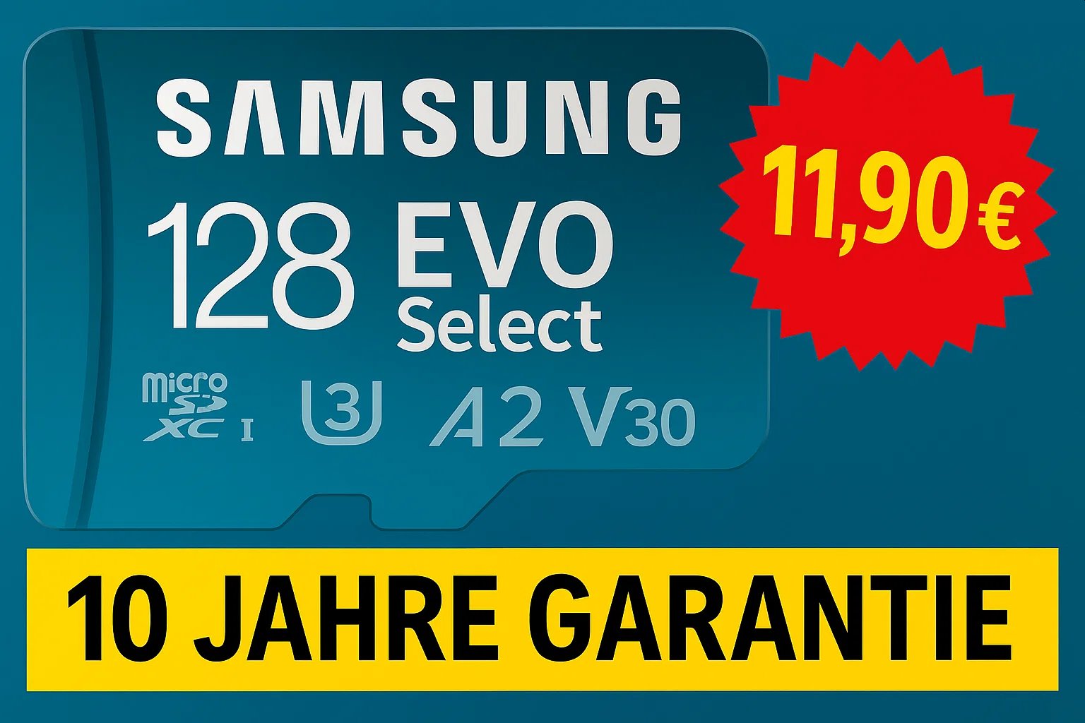 Amazon: Samsung Evo Select mit 10 Jahren Garantie für 11,90 Euro