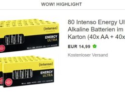 Ebay: 80er-Pack Intenso-Batterien für 14,99 Euro frei Haus