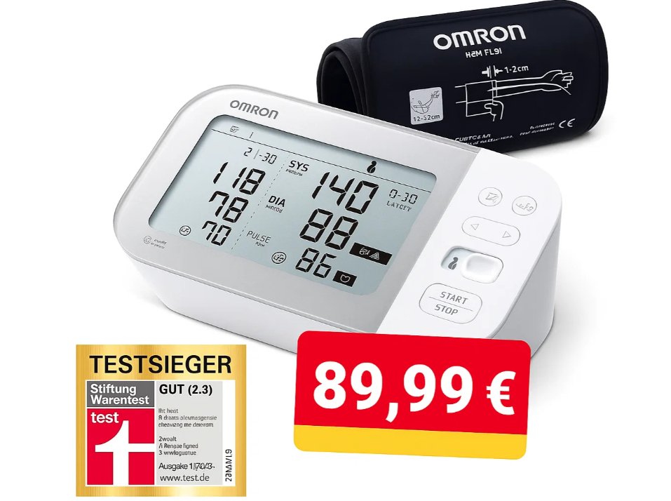 Amazon: Testsieger-Blutdruckmessgerät Omron X7 für 89,99 Euro