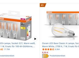 Osram: LED-Birnen im Dreierpack für 9,99 Euro