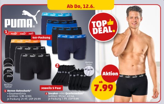 Penny: Puma-Boxershorts und -Socken mit Rabatt