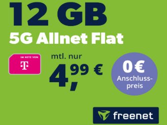 Telekom-Netz: 12 GByte 5G-Daten mit Telefonflat für 4,99 Euro