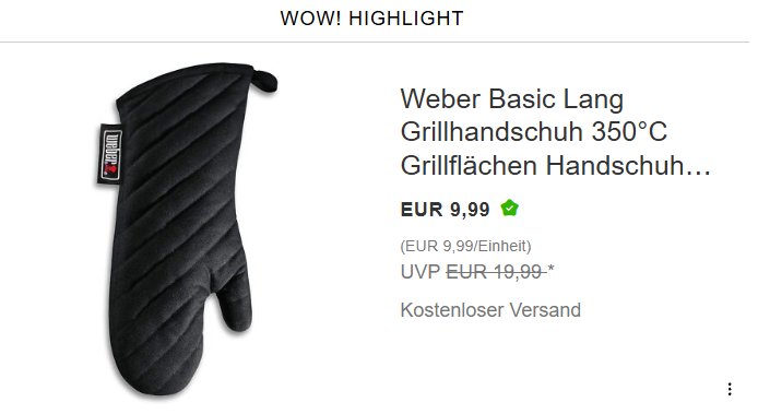 Ebay: Weber-Grillhandschuh für 9,99 Euro frei Haus