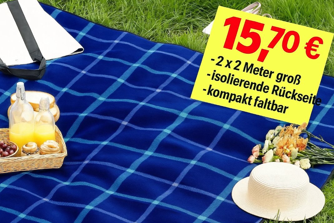 Amazon: 2 x 2 Meter große Picknickdecke für 15,70 Euro